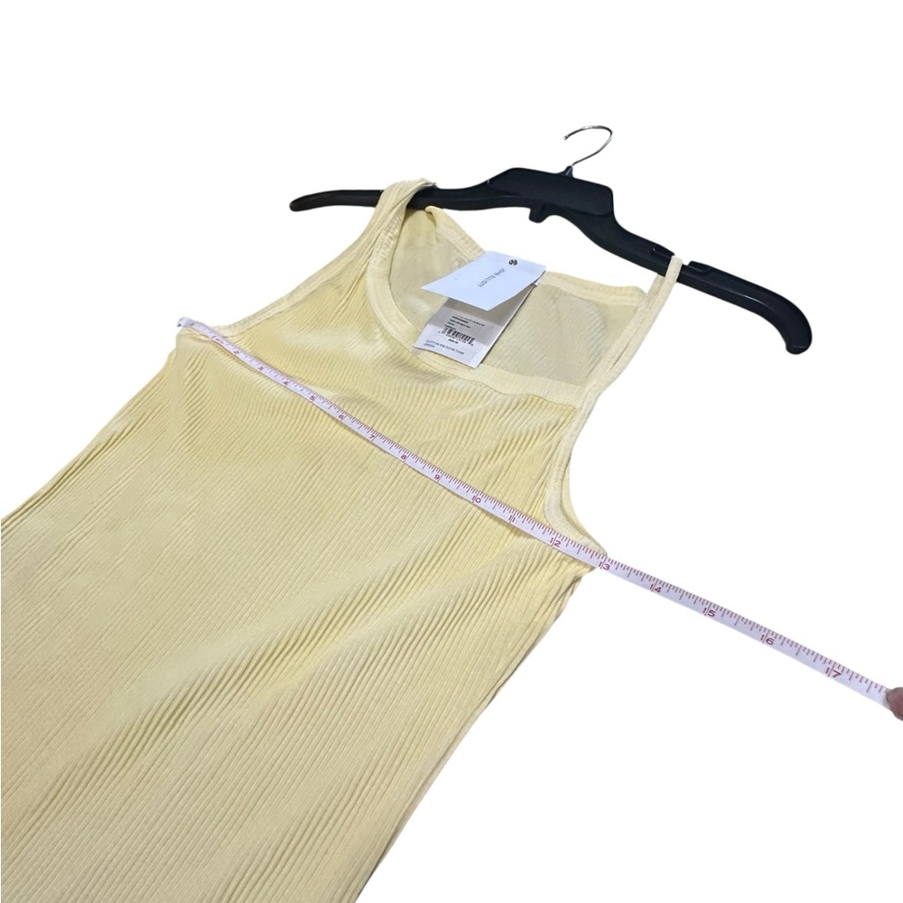 John Elliot Pale Yellow Cotton Ribbed Asymmetrical Tank Dress - Picture 12 of 15